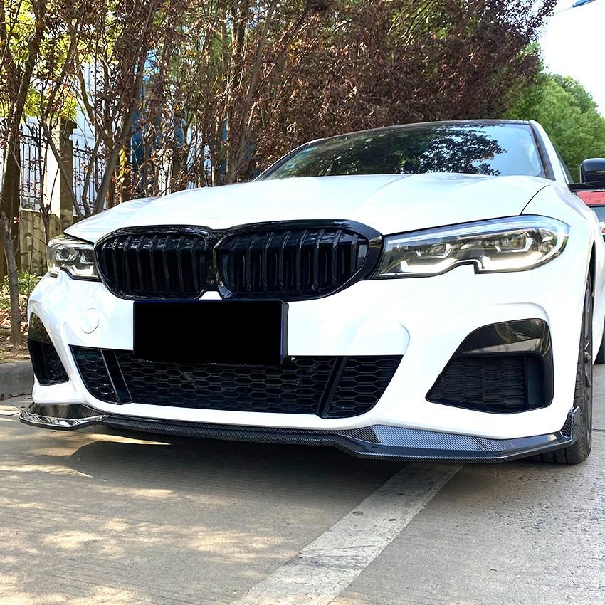Carbon Fiber Black Front Bumper Spoiler Lip For 2019-2022 Bmw  G20 M340I M-Sport