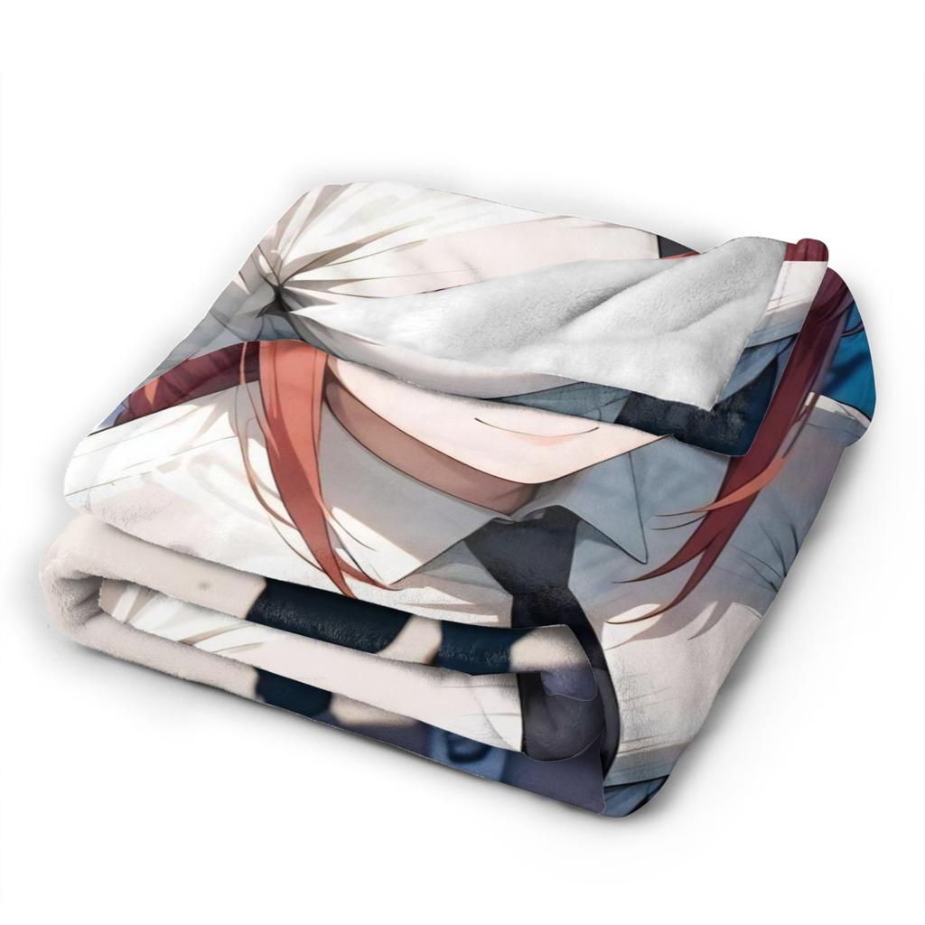 Makima Anime Girl Blanket C-Chainsaws Flannel Novelty Warm Throw Blanket for Home Summer