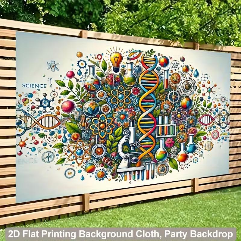 Colorful DNA Science Backdrop, STEM Education Classroom Photography Background