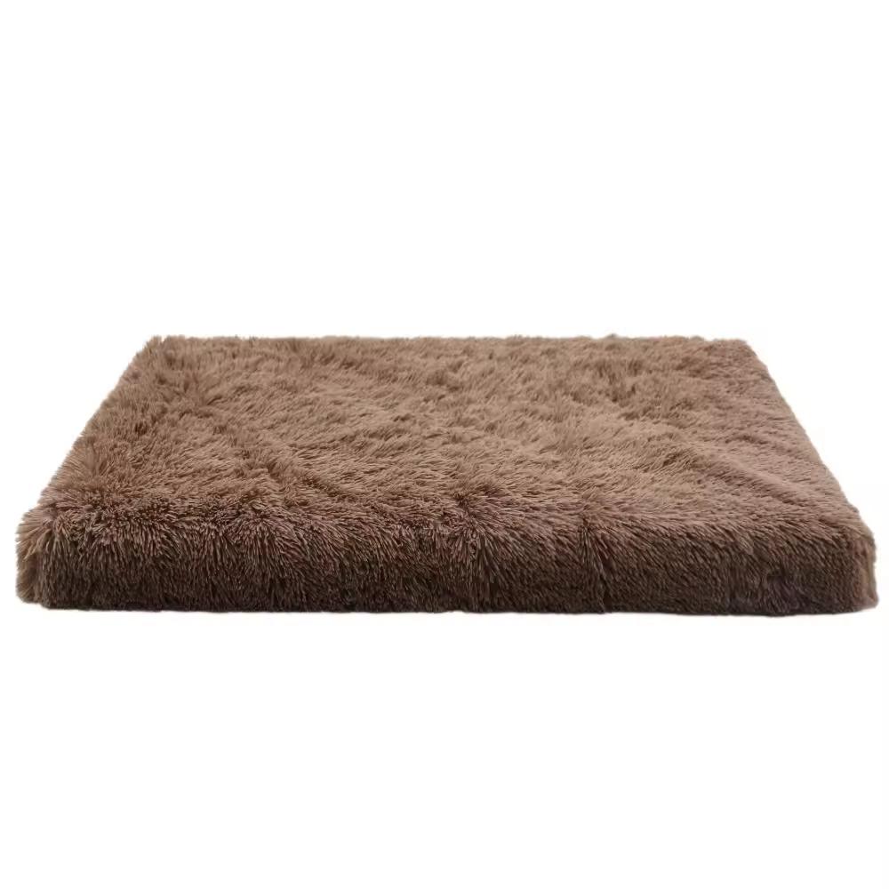 Eco-Friendly Solid Modern Square Luxury Dog Crate Pad Bed with Cotton Fill for Large Dogs-Removable Washable Velvet Cover Carton