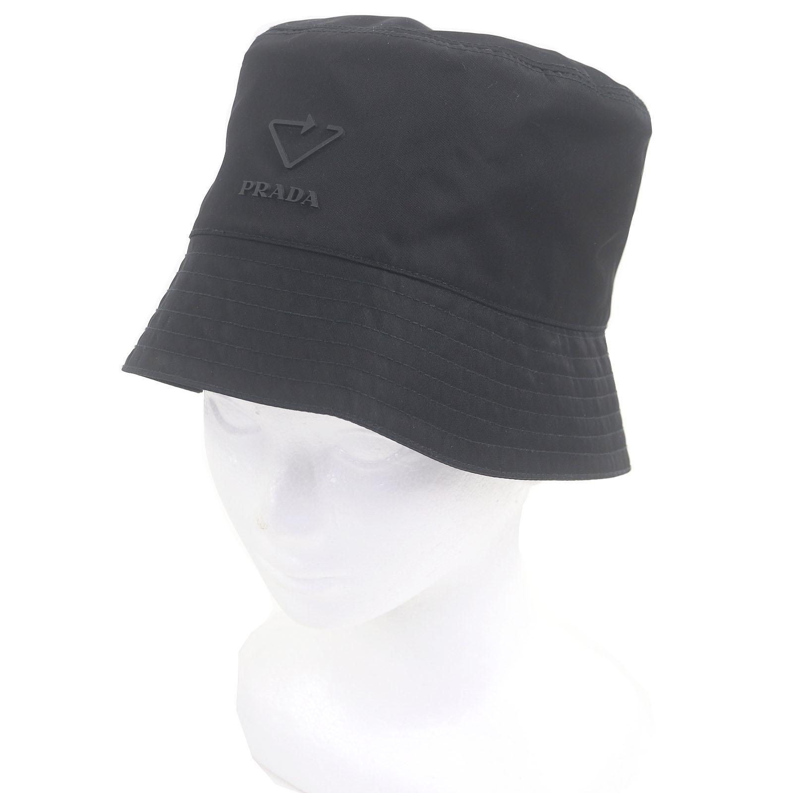 

Excellent PRADA hat Triangle logo Re-Nylon black recycled polyamide mens S 2HC137 Used