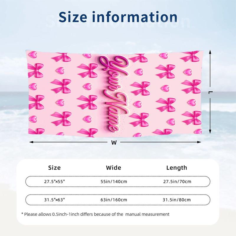 Decorative Artwork Theme Beach Towel Personalized Custom Name & Text Soft Quick Dry Beach Towel for Swimming Travel