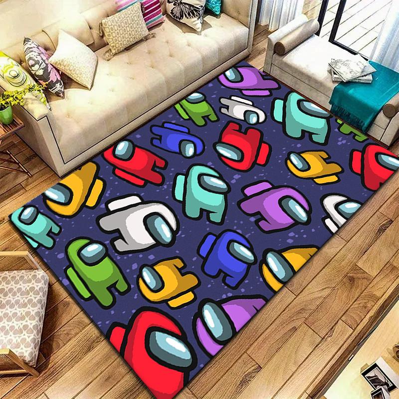 Tappeto Among Us per Soggiorno Camera da Letto Casa Decorazione Divano, Tappetino Antiscivolo per Giochi Bambini
