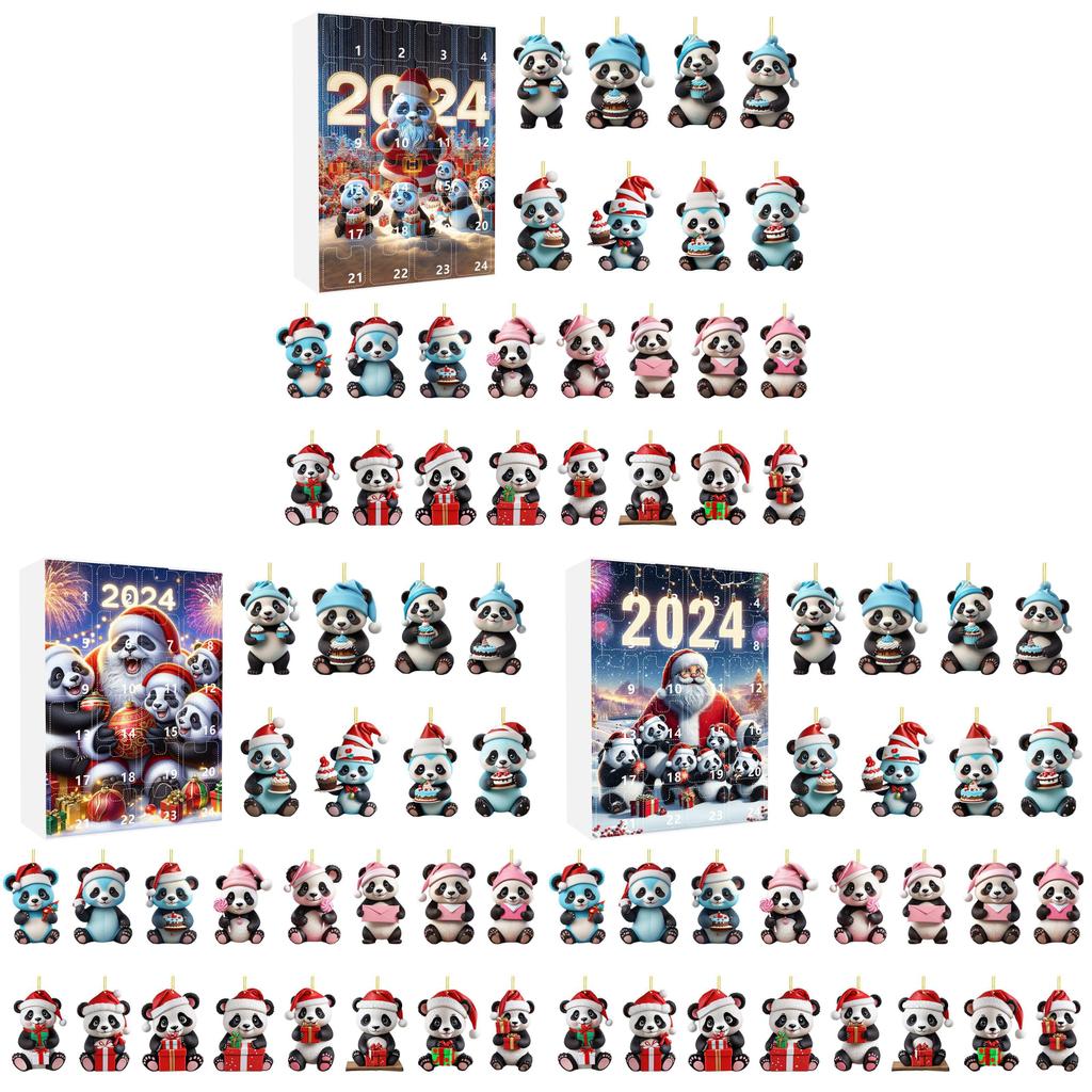 Christmas Countdown Blind Box With Panda Hanging Decor For Holiday Gift Giving