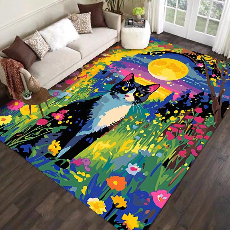 Tiere Malstil Muster Teppich für Zuhause Wohnzimmer Schlafzimmer Sofa Fußmatte Dekor Großer Bereichsteppich Rutschfeste Bodenmatte Mode