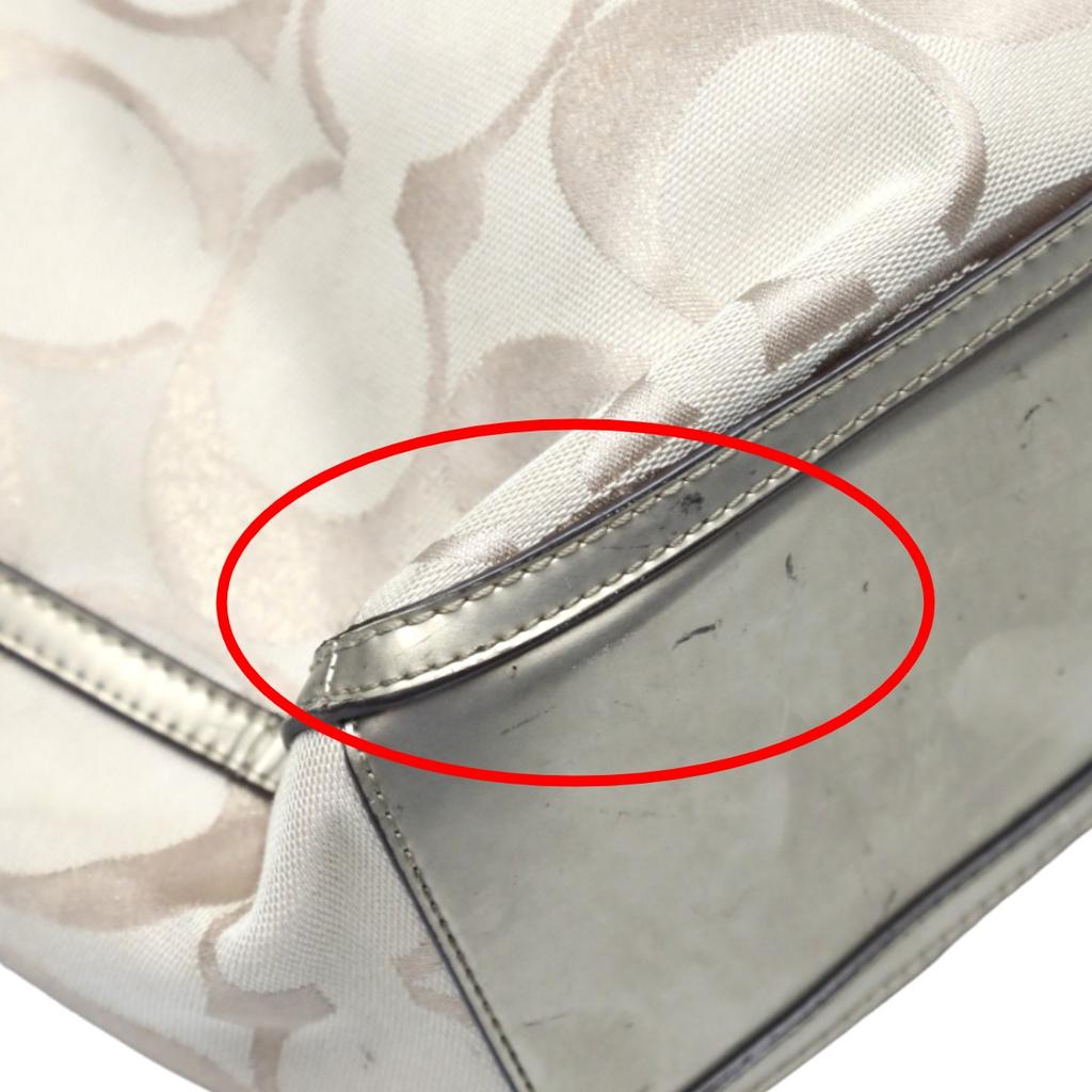 COACH harry metallic reps Tote Bag leather beige x metallic Women 22447 Used