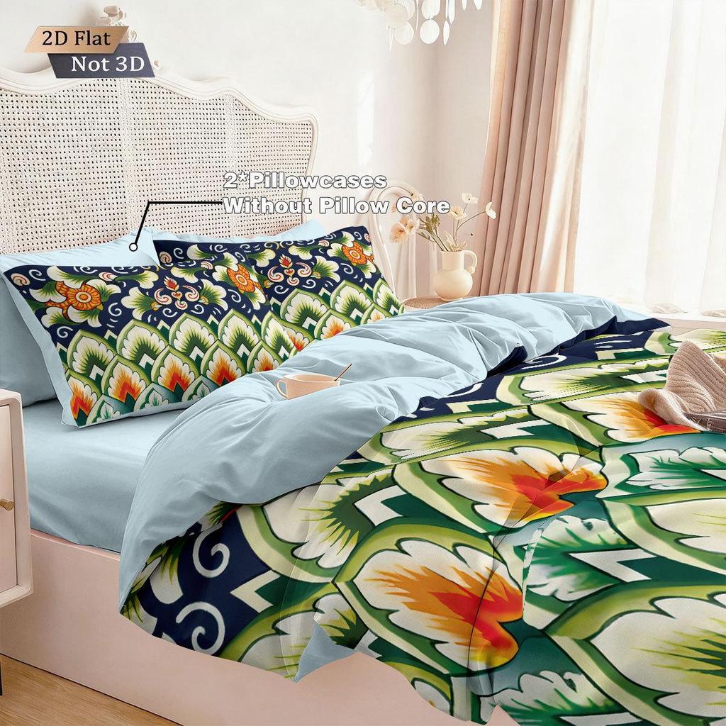 Duvet Cover Set med Keramiskt Kakelmönster - Digitaltryck, 3-delat Sängkläder