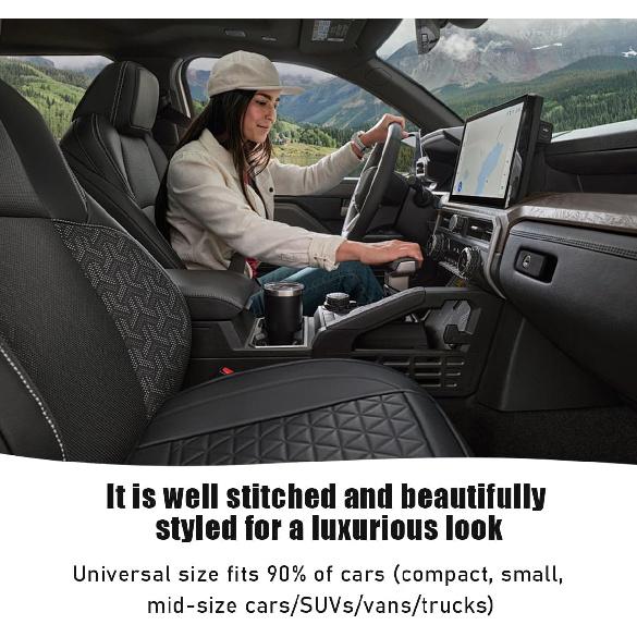 Car Front Seat Cover, 22"×24" Luxury PU Leather Auto Seat Protection Cover, Comfortable Anti Slip Front Bottom Seat Cushion with Full Wrap,