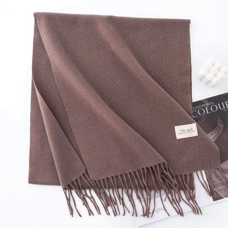 New Solid Color Maillard Imitation Cashmere Scarf for Women Autumn and Winter High End Warm Shawl Simple Scarf