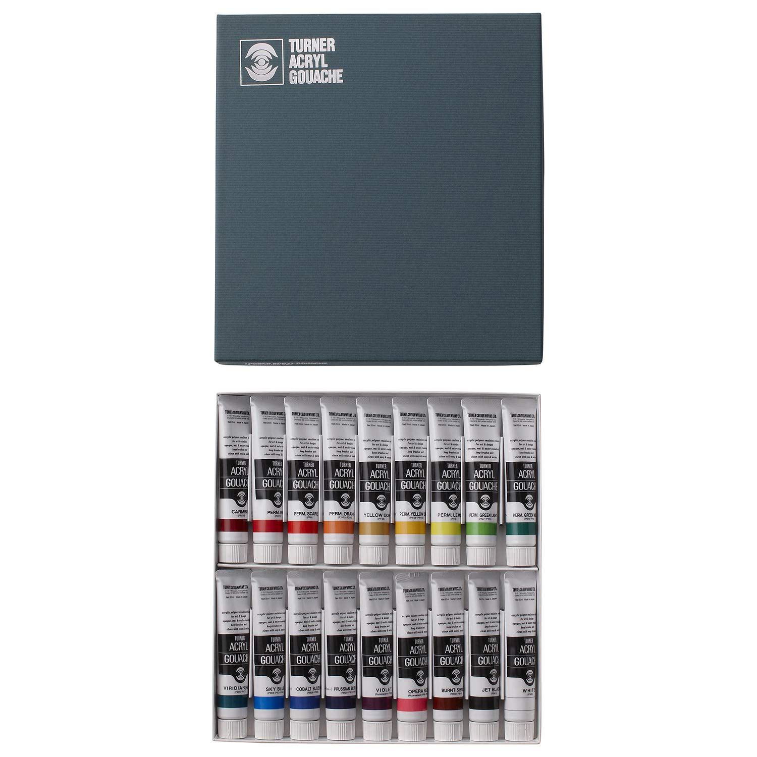 

Turner Acrylic Paint Set Artist Acryl Gouache - Super Concentrated Vibrant Acrylics, Fast Drying, Velvety Matte Finish - [Set of 18 | 20 ml Tubes]