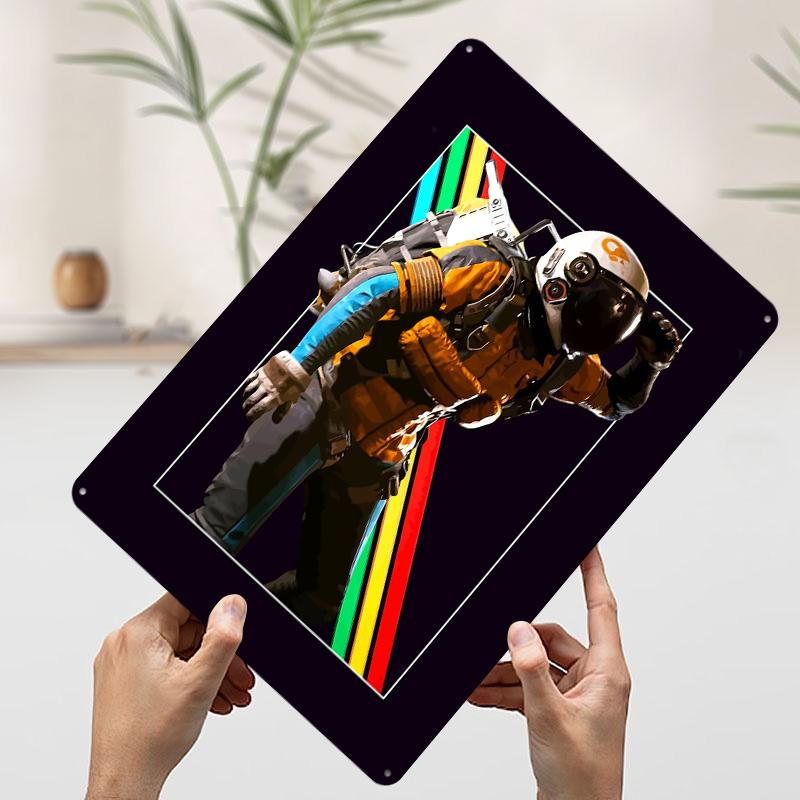 

Astronaut ARC Raiders Retro Stripes Metal Poster Customized Wall Art Retro Vintage Tinplate Signs for Gamer Decoration Room Home 7.9x11.8In(20x30cm)