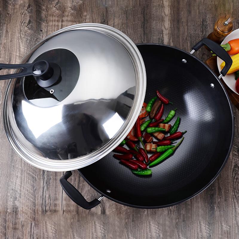 Zhi Shi 41cm Universal Wrought Iron Non-stick Wok with Lid