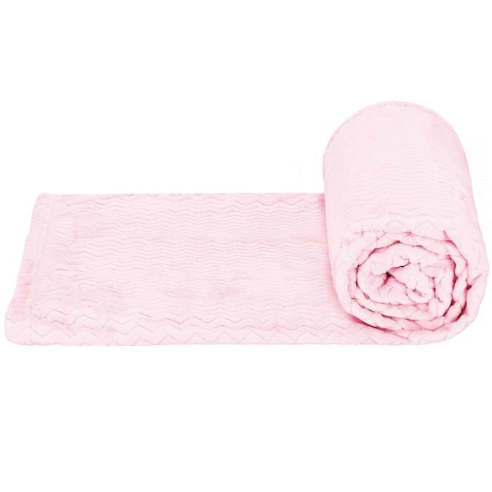 Bedspread - SPRINGOS - Zigzag - 160 X 200 Cm - Pastel Pink - 100% Polyester