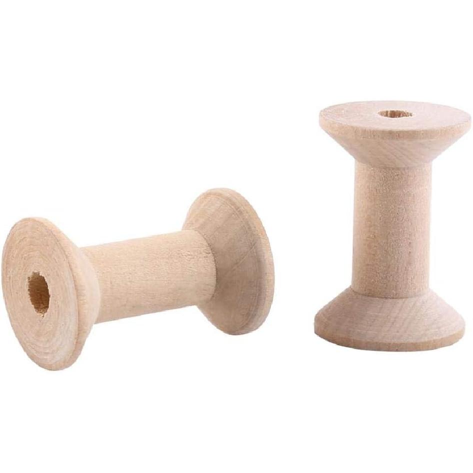 10pcs Wooden Spools, Empty Sewing Spools Color Sewing Bobbins Sewing Thread Ribbon Holder for Arts and Crafts, Wire Rope Chain Thread Roll, 1.85 x