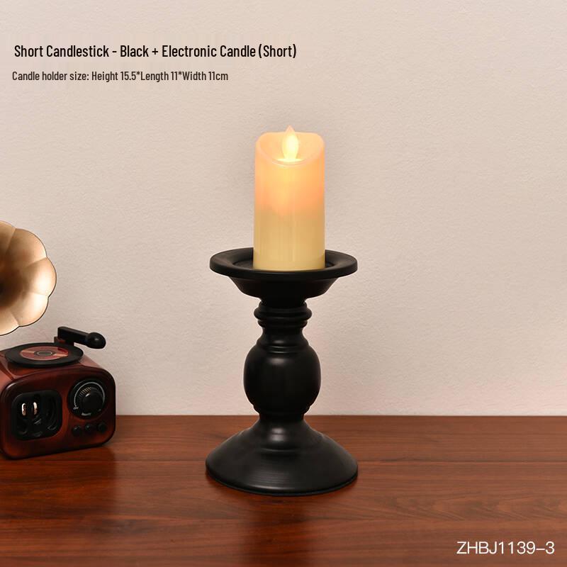 American Retro Roman Column Black Scented Candle Holder: Bedroom Desktop Decoration
