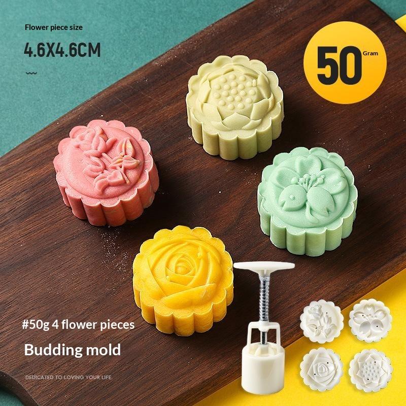 1 Set Diy Mooncake Mold Plastic Hand Press Pastry Mold Mung Bean Cake Embossing Kitchen Baking Tool Cookie Moon Cake Cutter
