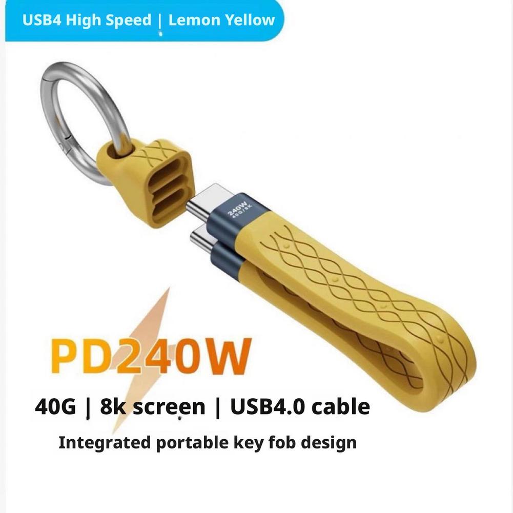 PD240W super fast charging Data Transfer Keychain Cord dual type-c interface Mobile phone charging cable For Samsung Android