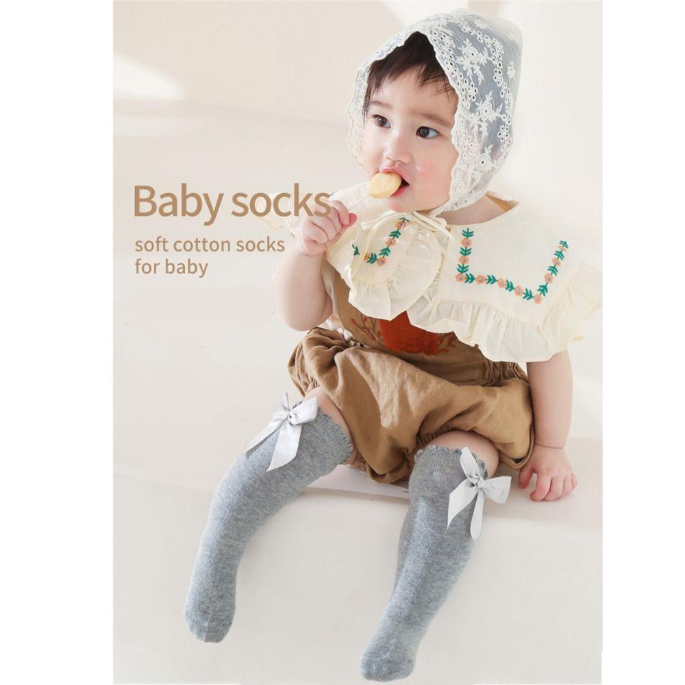 2Pairs Ventilated Princess Socks Cotton Knee Socks Comfortable Bow Socks  Girls Students Baby