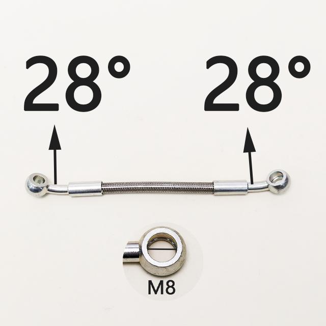 Silver 0°~28°~90° 30-500cm M8 Motorcycle Hydraulic Reinforced Brake Clutch Oil Hose Cable Line Pipe For ATV Dirt Pit Racing Bike