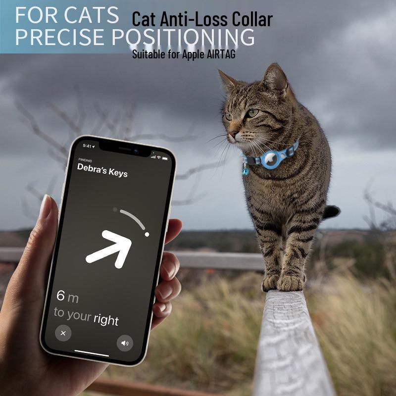 Apple Airtag Pet Locator Collar with Reflective Bell - Anti-Loss Protective Case for Cats