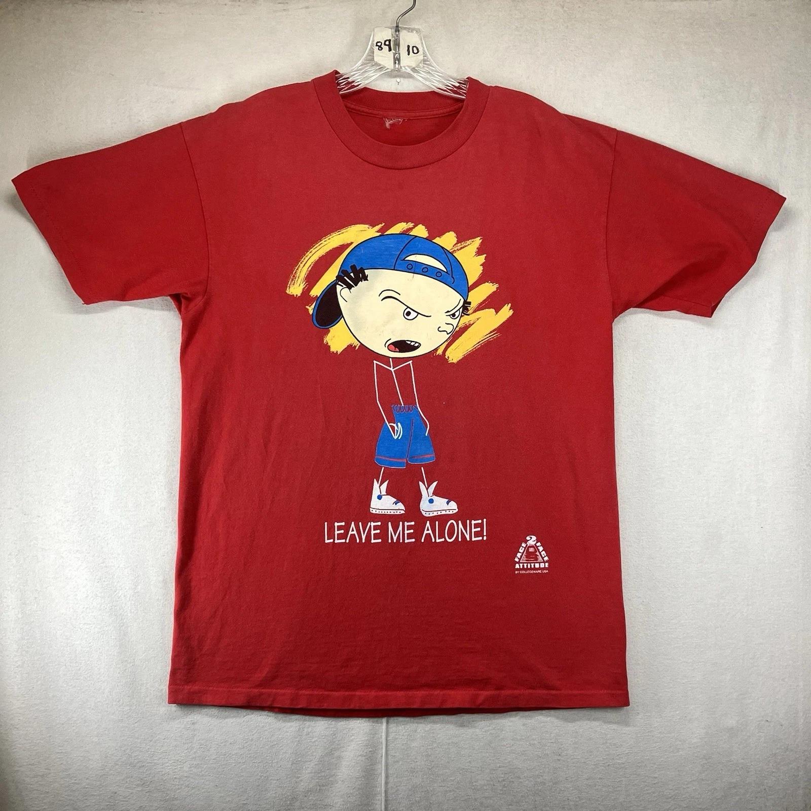 Vintage T Shirt 2 Badd Leave Me Alone Graphic Collegeware USA Mens Large Red L