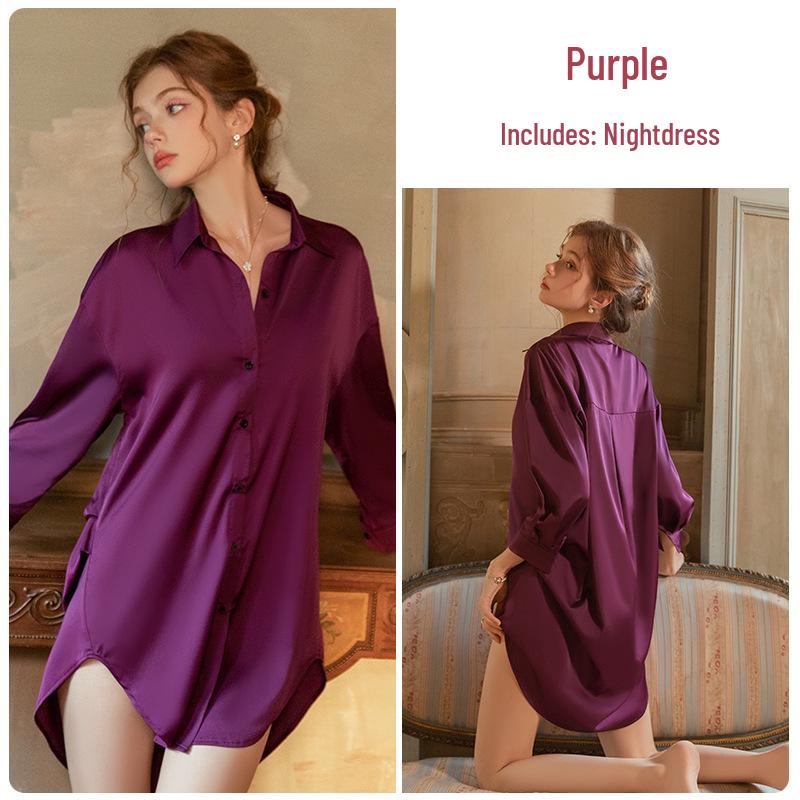 Gorgeous Plus Size Loose Boyfriend Style Shirt and Nightgown Homewear Set for Spring/Summer 1902