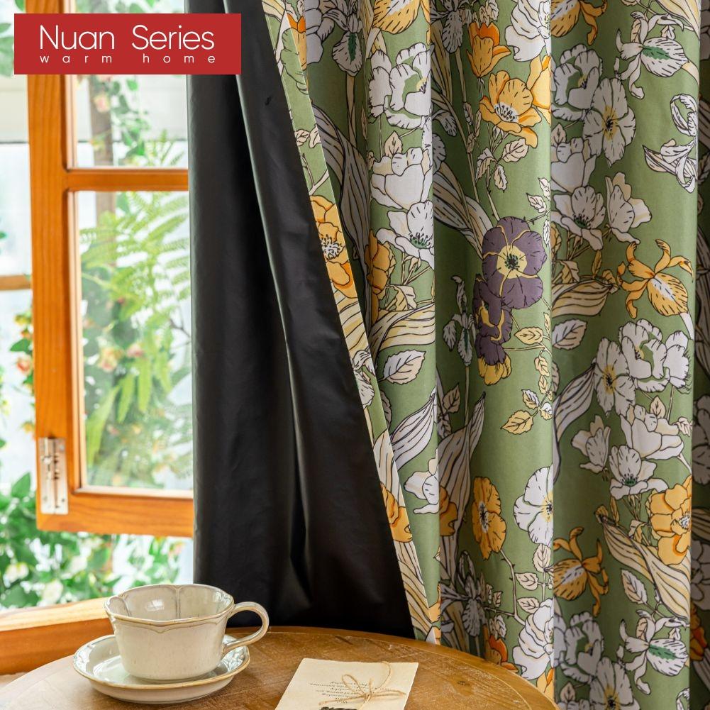 1PC Nuan Series French Romantic Antique Style Curtains with Printed Full Blackout Curtains for Bedroom Living Room Balcony Window for Home Decor