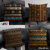 Bohemian Tribal Stripe Cushion Cover Durable Hypoallergenic Organic Linen Short Pillow Cover Washable