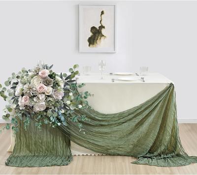Gaze Tischläufer 10ft Salbei Käsetuch Tischdeko Essen Vintage Hochzeitsdekoration Bankette Bögen Retro Boho Dekor