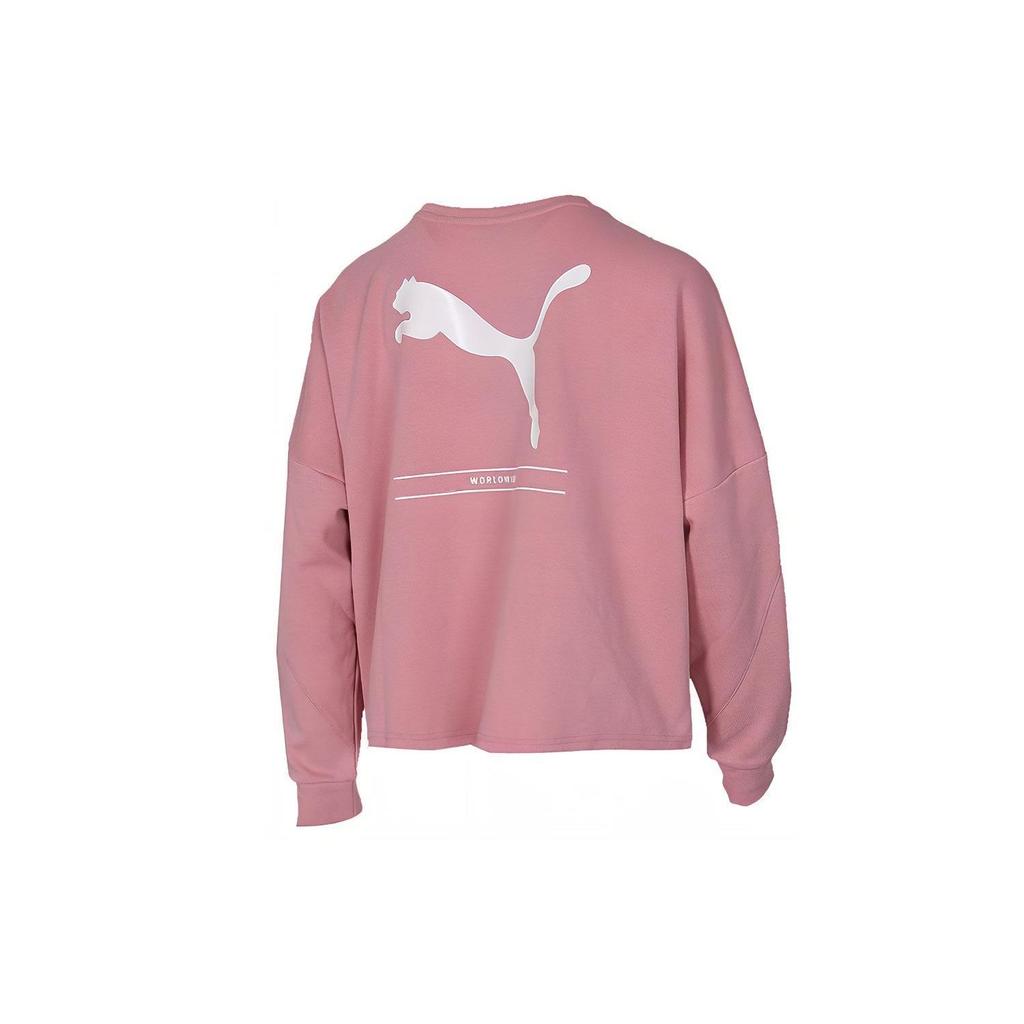 Puma Casual Sport Letter Print Crew Neck Long Sleeve Sweatshirt Jacket Women Tops Blush-Pink 581069-14