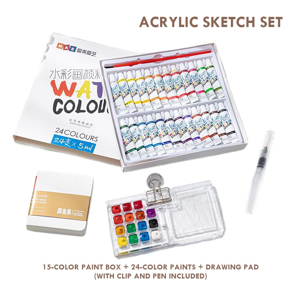 Reise Aquarellfarben Palette Set Mini Taschen Aquarellpalette Skizzenbuch mit Binderklemmen Für Maler Künstler Studenten