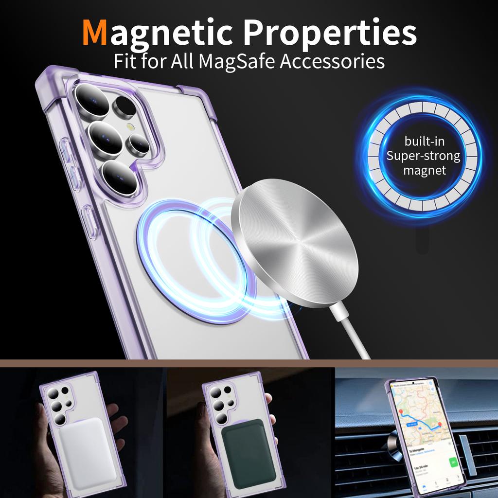 For Samsung Galaxy S25 Ultra Magnetic Case Reinforced Corners TPU + Acrylic Back Cover