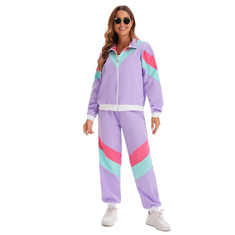 80s Retro Disco & Hip Hop Halloween Costume Set - Unisex Street Dance DJ Jacket & Pants