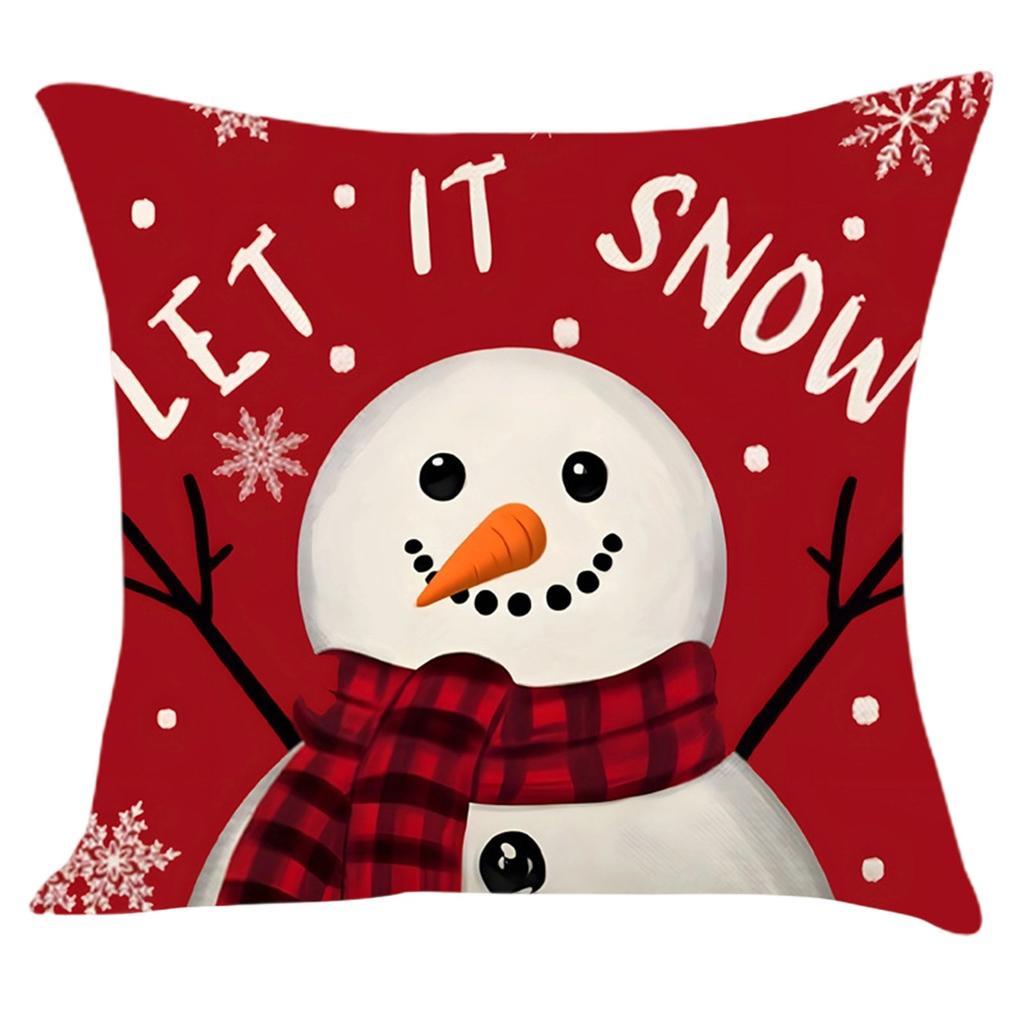 LET IT SNOW MERRY BRIGHT CHRISTMAS H O Christmas Santa Snowman Print Pillowcase Living Room Sofa Cartoon Pattern Cushion Cover Pillowcase