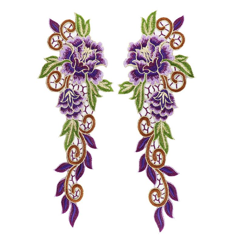 1Pair Dress Embroidered Fabric Sticker Flower Applique Fashion Garment Accessories Sewing DIY Cheongsam Patch Lace Patches