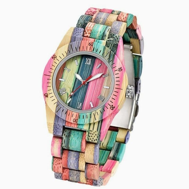 Ladies Color Bamboo and Wood Casual Quartz Wood Watch