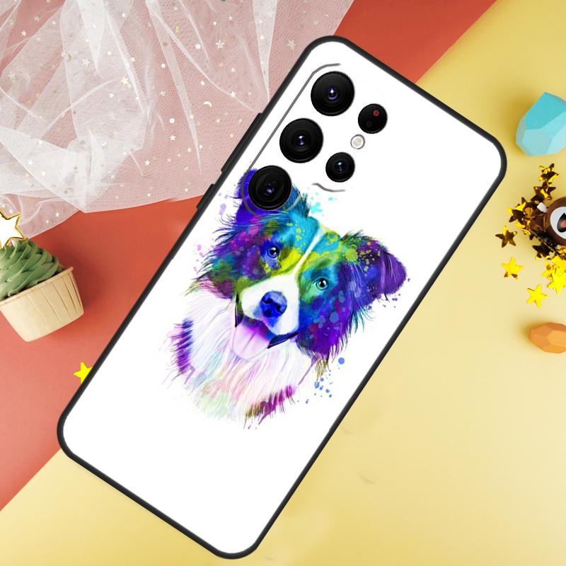 

Border Collie Watercolor Phone Case For Samsung Galaxy S25 Ultra S23 FE S21 S20 S22 S24 Ultra S9 S10 Plus Cover Coque Galaxy S24