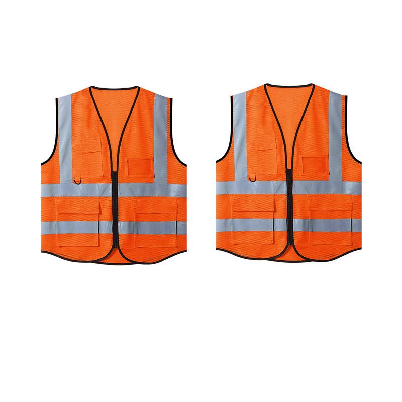 2pcs Sets Reflective Security Vests Adjustable Reflective Safety Clothing with Multi-Pockets Reflective Vest for Running Cycling