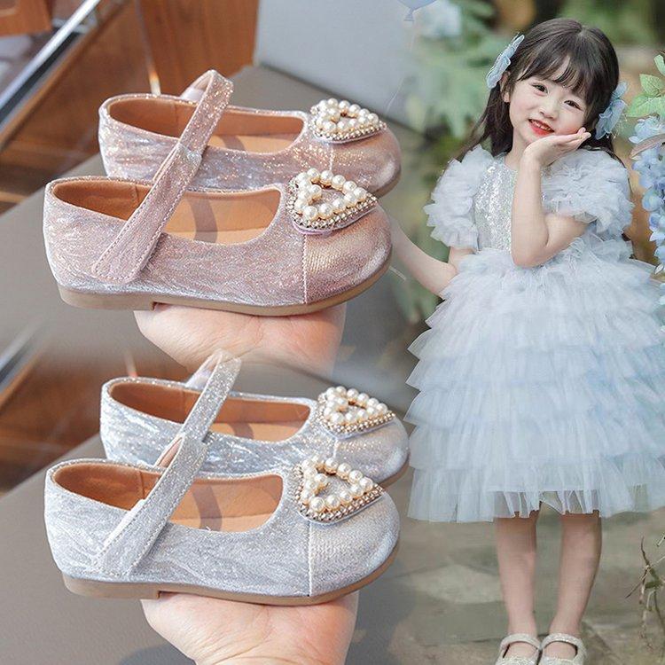 Princess Shoes Girls Small Leather Shoes 2025 Spring New Children's Shoes Fashion Little Girl Shining Crystal Shoes with Dress