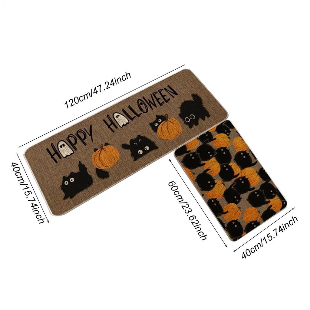 Halloween Front Door Mat Non-Slip Kitchen Door Rug Funny Halloween Floor Mat for Entryway Porch Bathroom Kitchen Shower