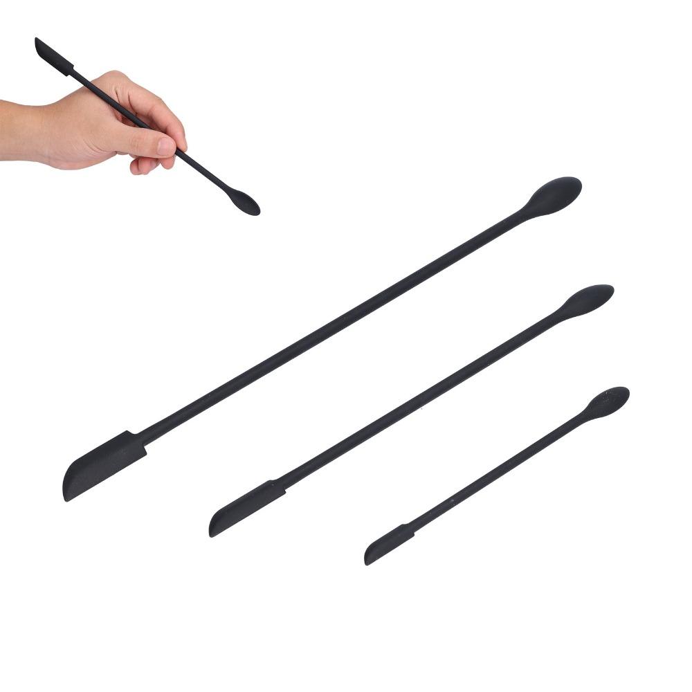 3pcs Long Handle Silicone Spatula Set Double Head Spatula Beauty Product Scraping