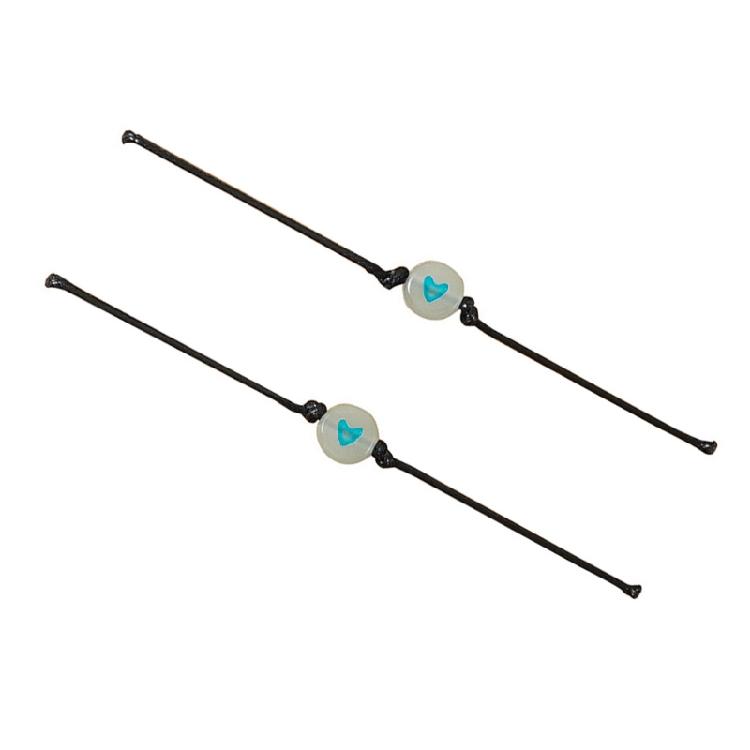 2xPinky Promise Bracelets Friendship Couple Matching Bracelet with Luminous Bead