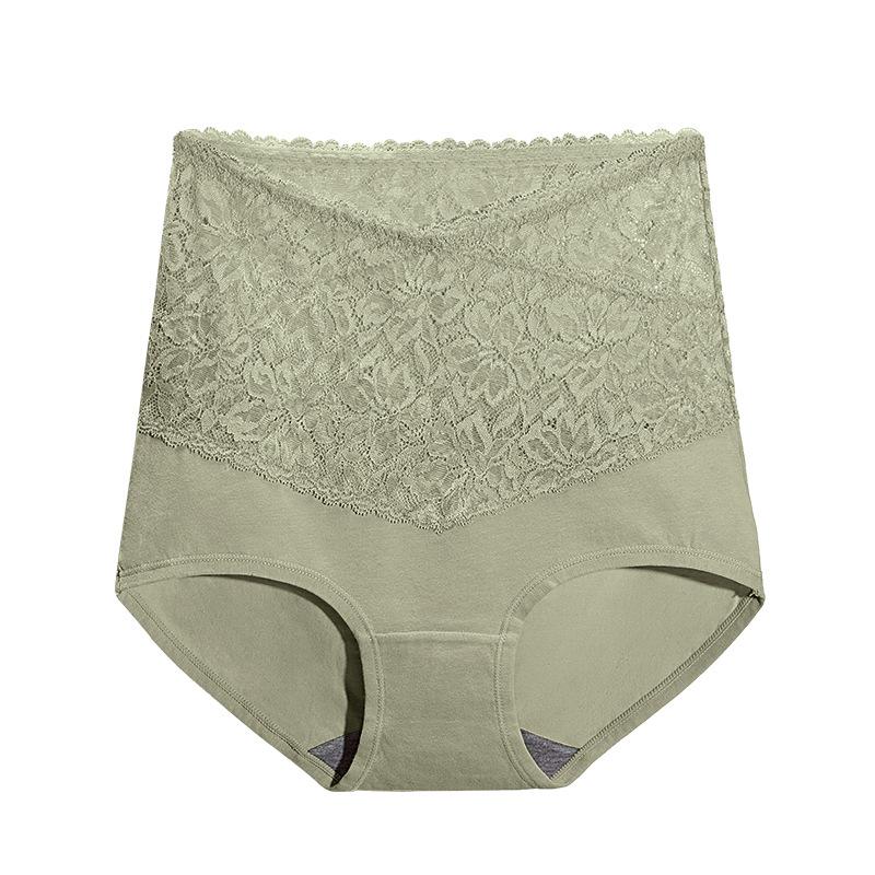 Sexy lace high-waisted panties for women Graphene crotch antibacterial tummy control waistband butt-lifting shorts Women's triangle panties