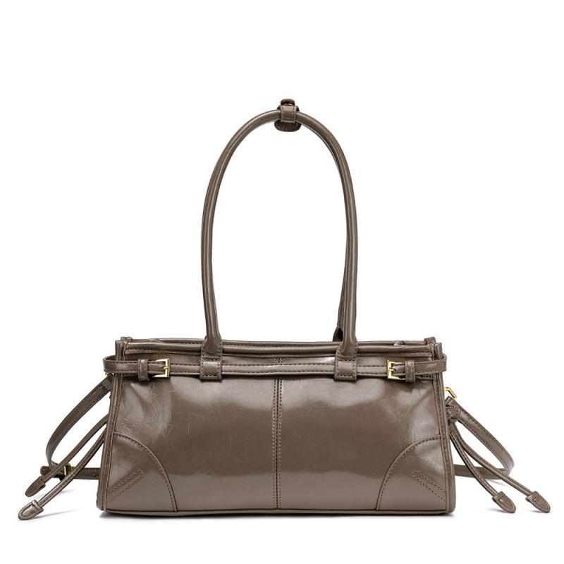 2025 Neue Weiche Lux Boston Stil Damen Motorrad Mode Crossbody Schultertasche Mehrschichtiges Ölwachs Leder Einzelner Riemen