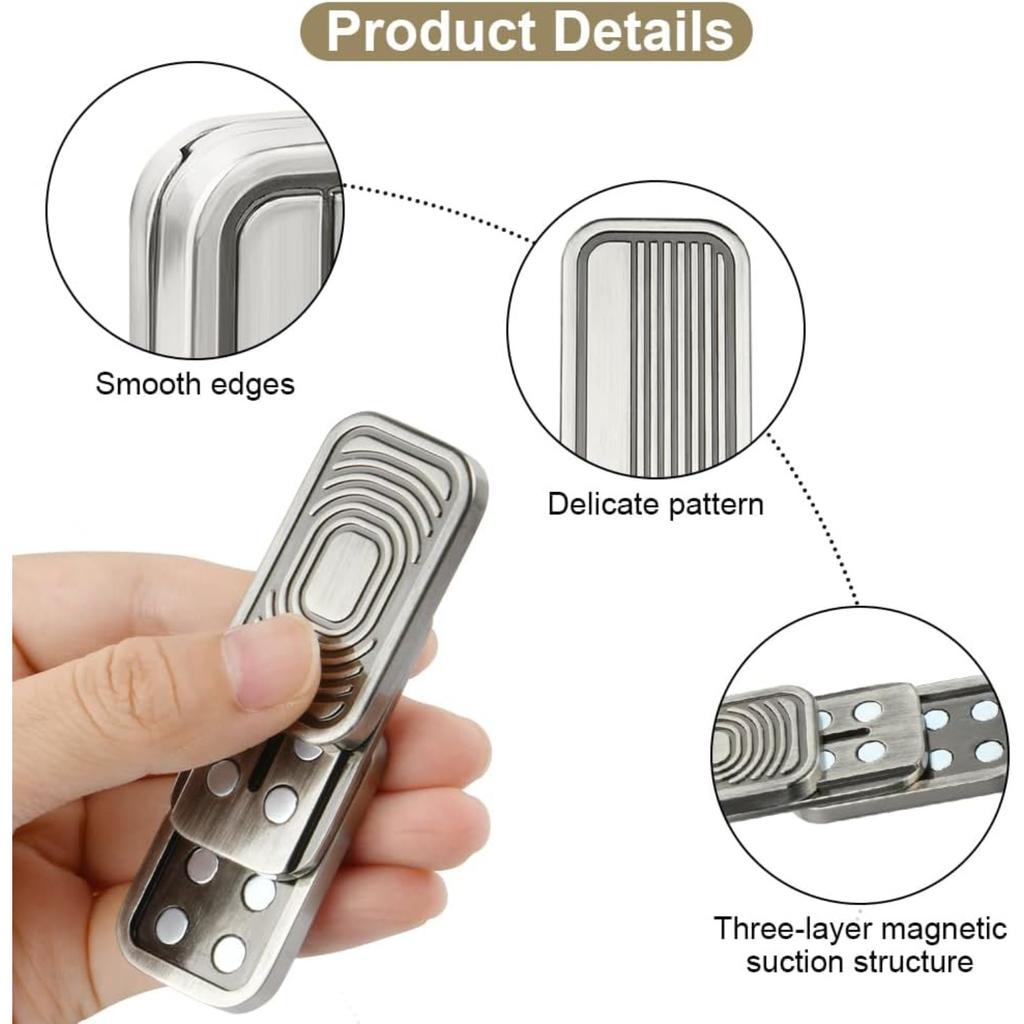 Fidget Slider Toy, Metal Fidget Slider, EDC Fidget Toys for Adults, ADHD Autism, Anxiety, Stress Relief, Magnetic Fidget Toy, Gifts