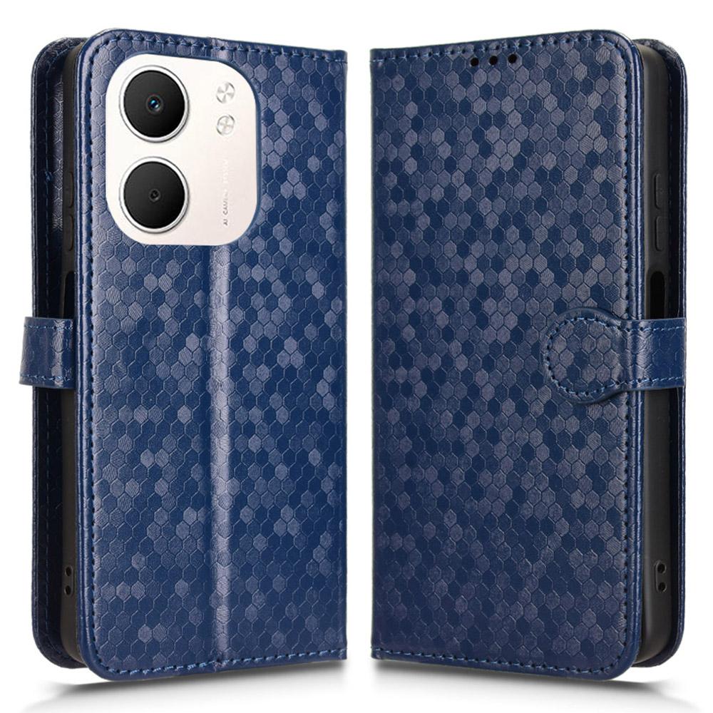 For Oppo A5x 5G/4G Wallet Case Dot Pattern Imprint PU Leather Phone Cover with Wrist Strap