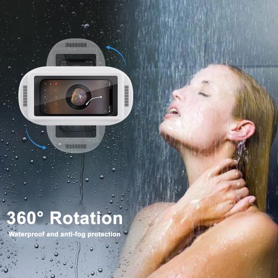 Uchwyt na telefon pod prysznic Wodoodporny Montowany na ścianie Lusterko łazienkowe Uchwyt na telefon Obrót o 360 stopni i Regulowane ramię Etui na telefon z ekranem dotykowym