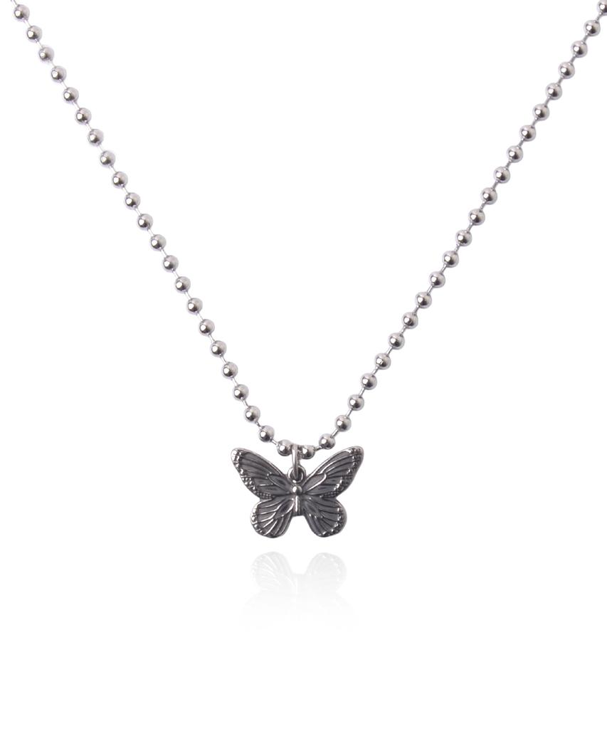 Merciband Silver Ball Chain Surgical Necklace - Butterfly
