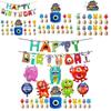 Colorful Cartoon Monster Et Alien Maggie Balloon Party Decor Banner Cake Topper For Birthday Supplies