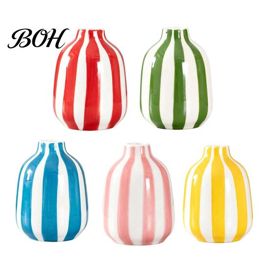 Decorative Flower Holder for Modern Interior Striped Ceramic Vase, Minimalist Versatile Vase Courtyard And Balcony Living Room Office Table